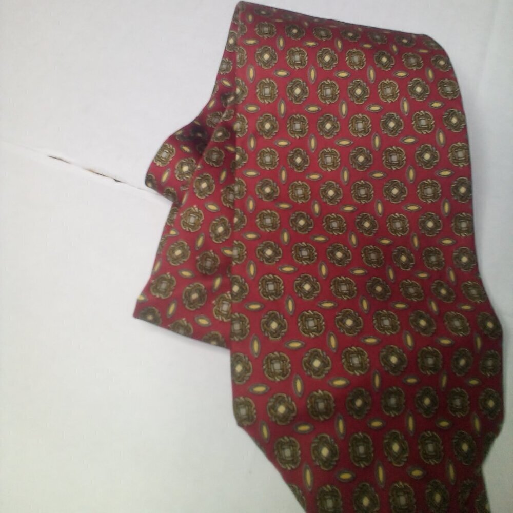 Gant Tie Necktie Men Silk Patterned Red Maroon Gold